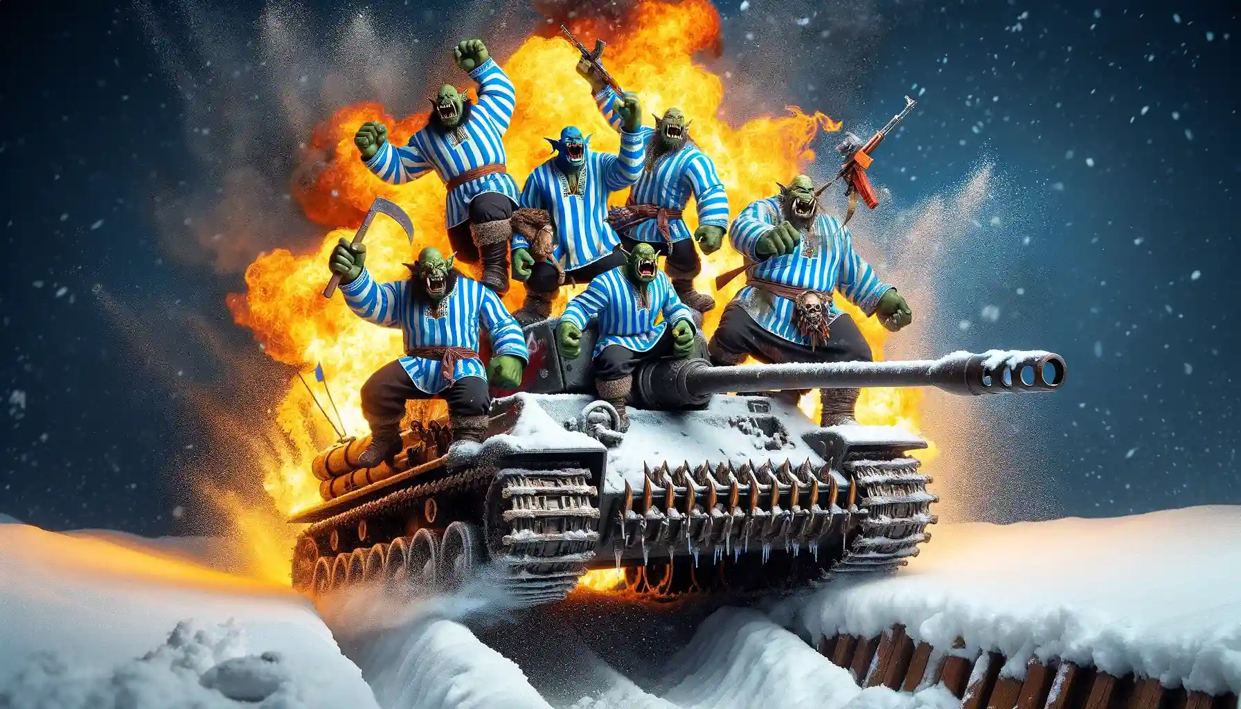 Окопный бой 3-х Титанов ВСУ против танка и отряда орков