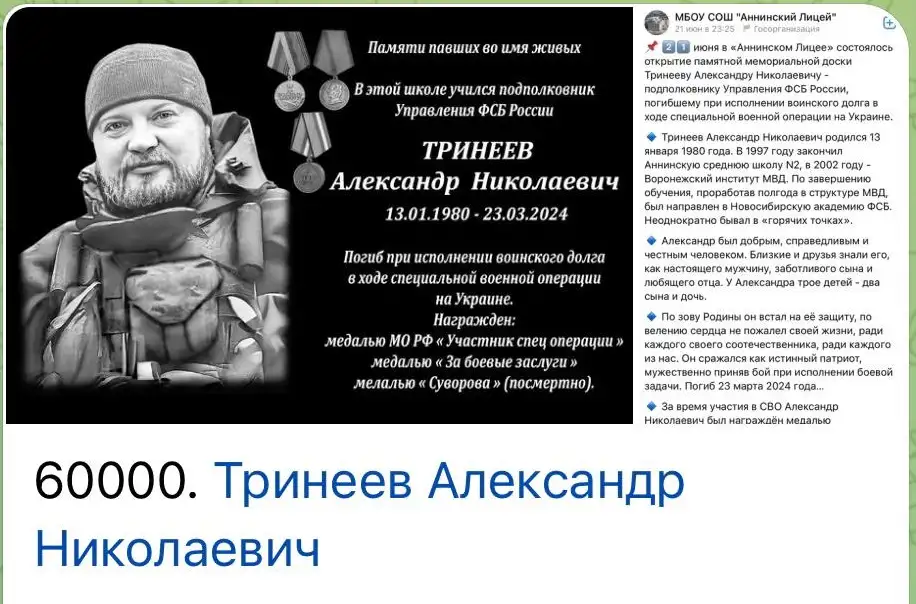 60 тысяч некрологов российских оккупантов