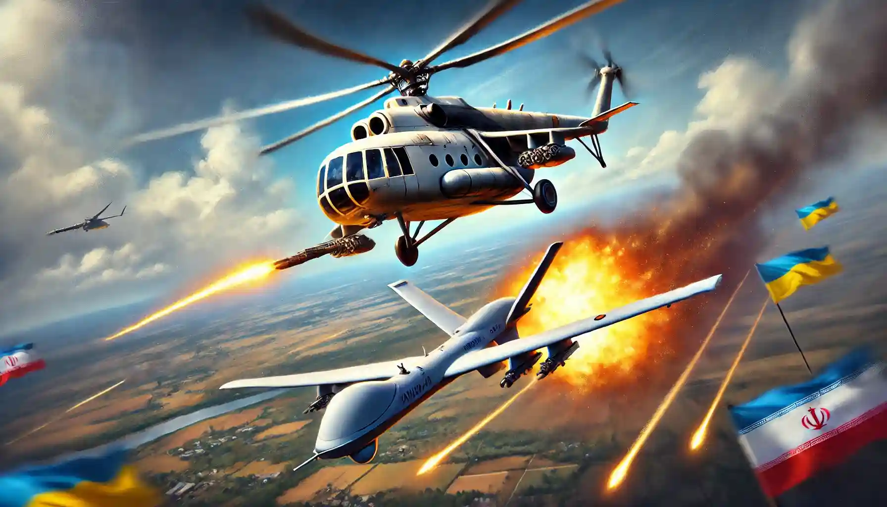 Украинские Ми-8 в борьбе с дронами: кадры уничтожения российского БПЛА