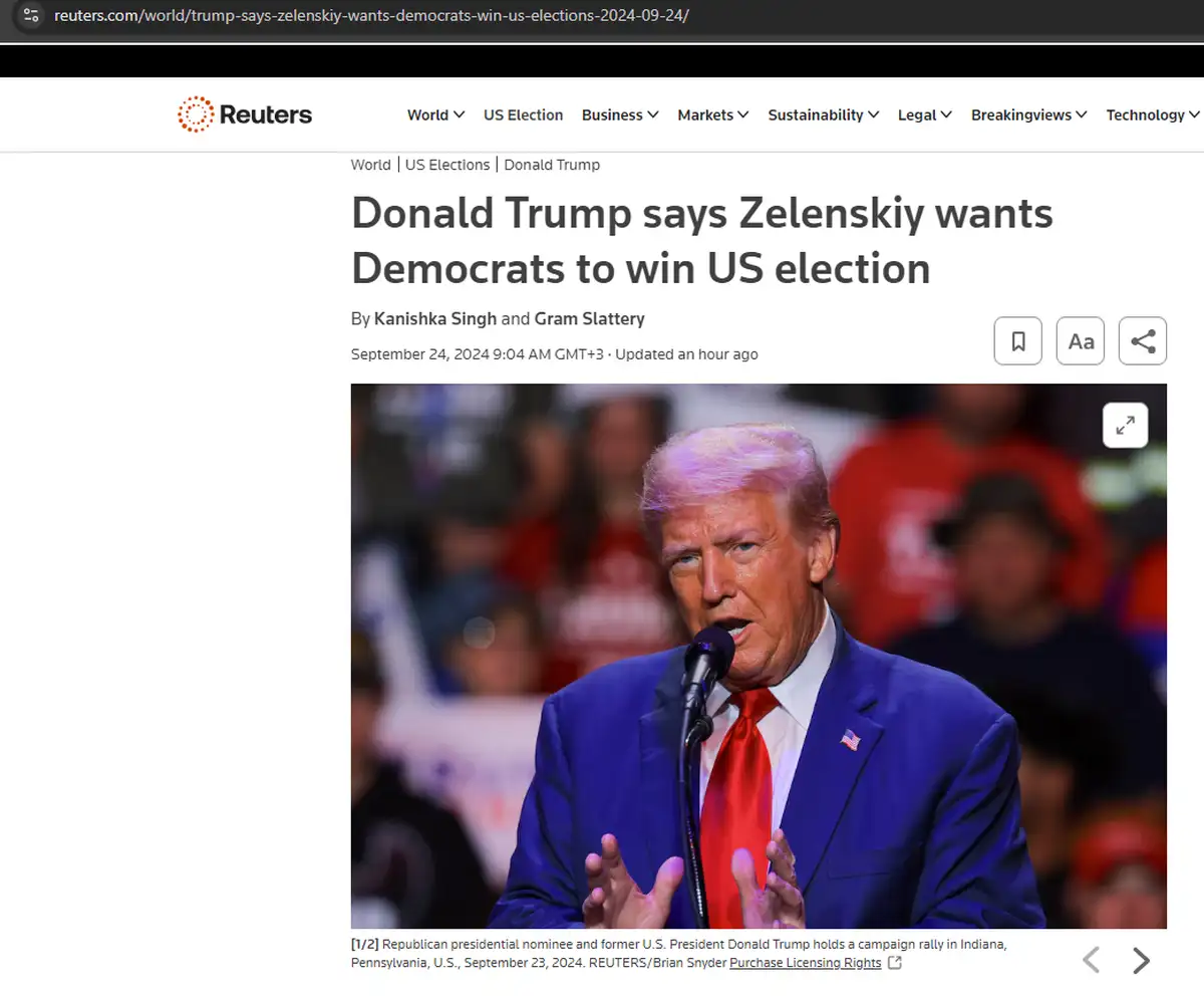 Трамп: Зеленский за демократов — Reuters