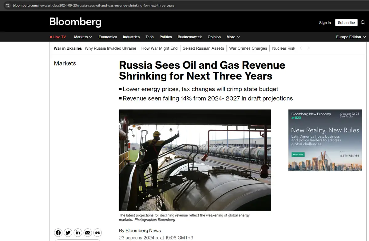 Сокращение доходов РФ