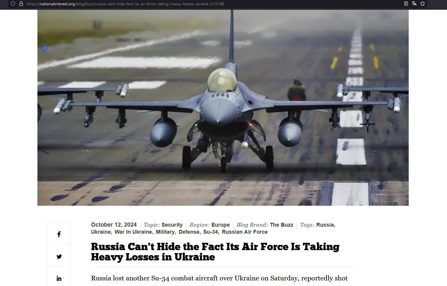 Западные СМИ о Су-34 и F-16