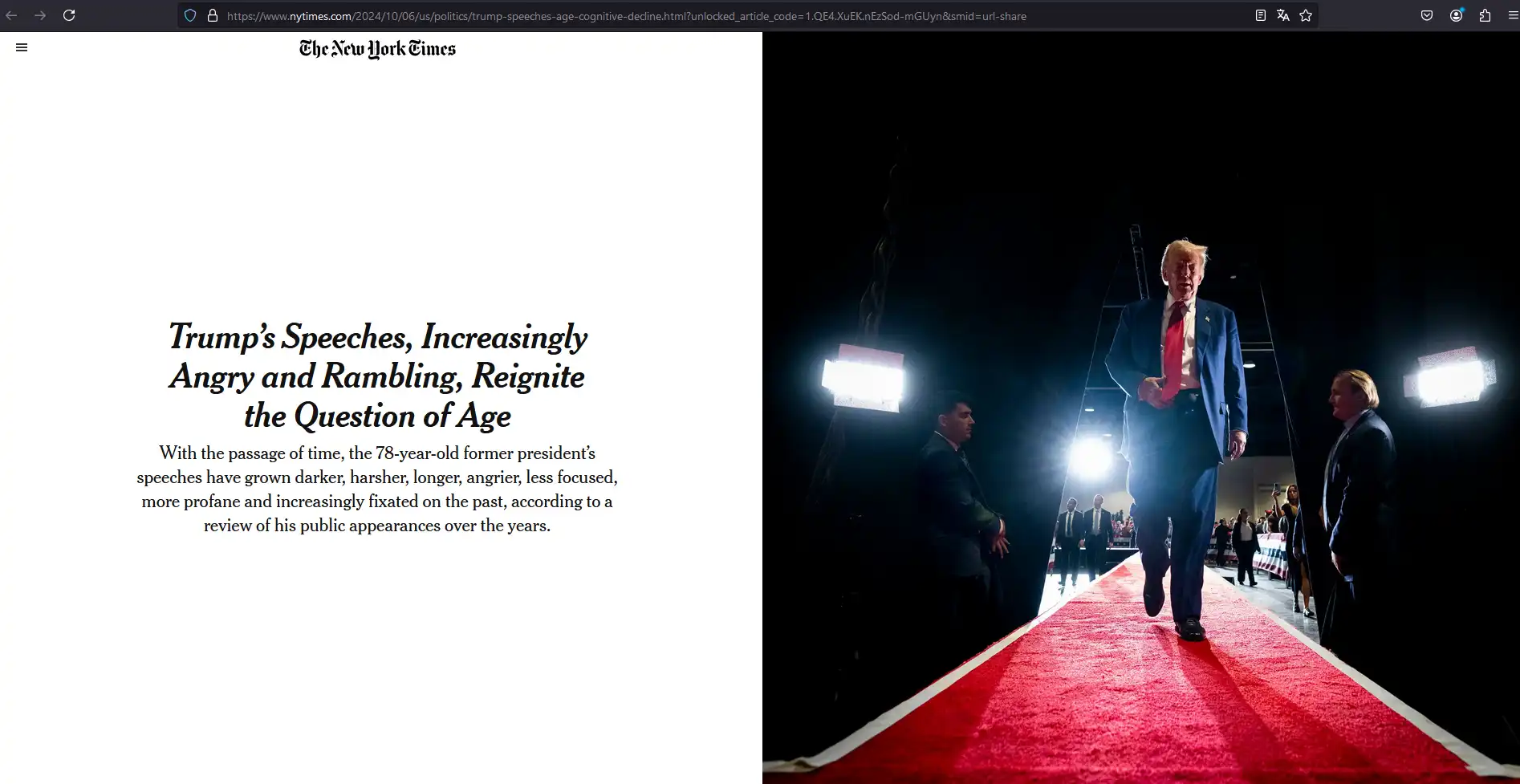 Когнитивный спад Трампа: отчёт NYT