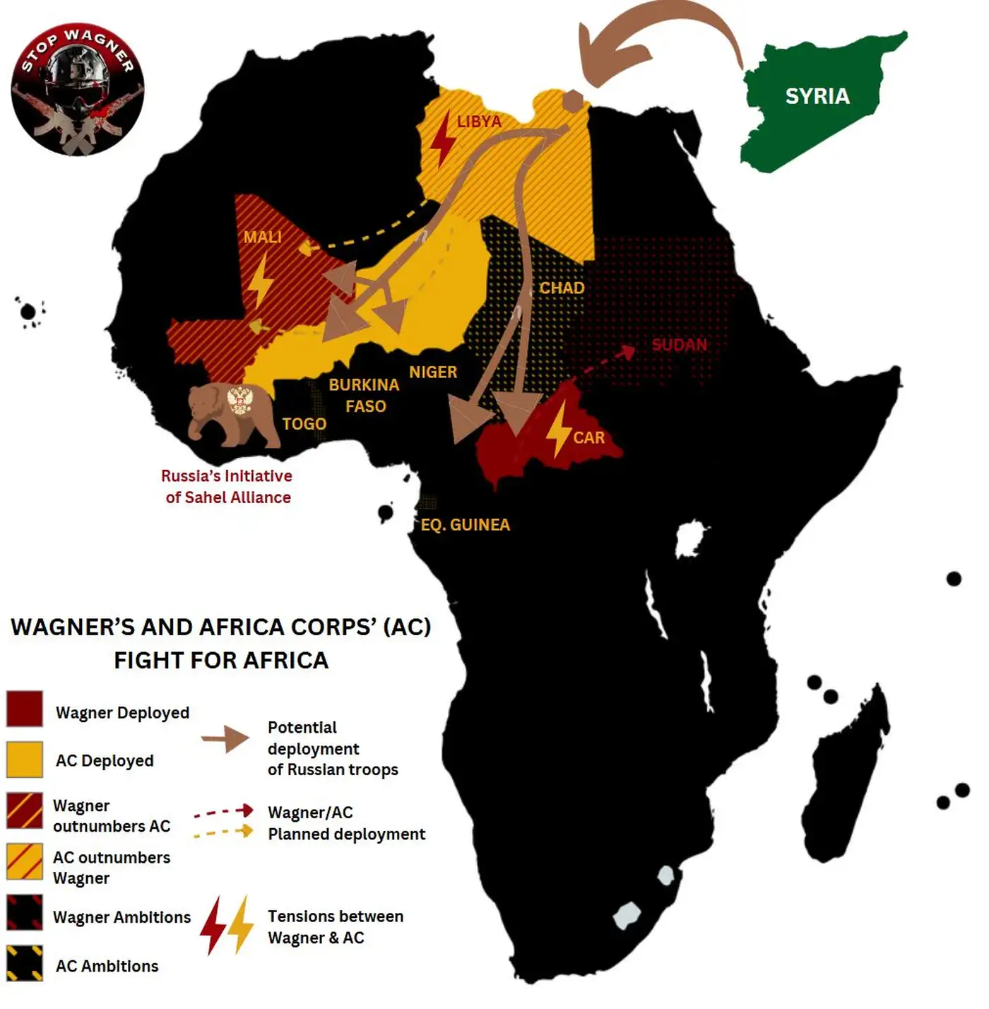 Сирия, Африка и конфликт ЧВК