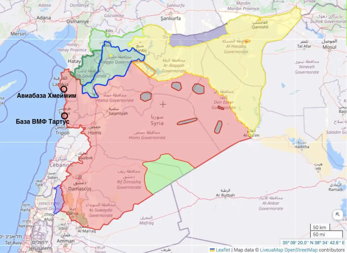 Карта Сирии целиком 02.12.2024