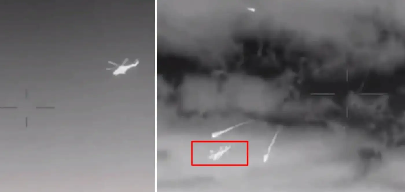 Морской дрон Magura V5 уничтожает российский вертолет Ми-8