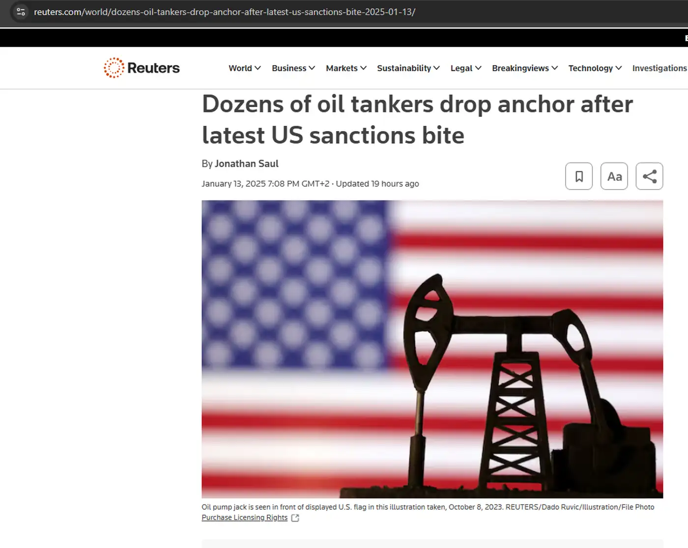 65 танкеров встали в море после санкций США против российского теневого флота