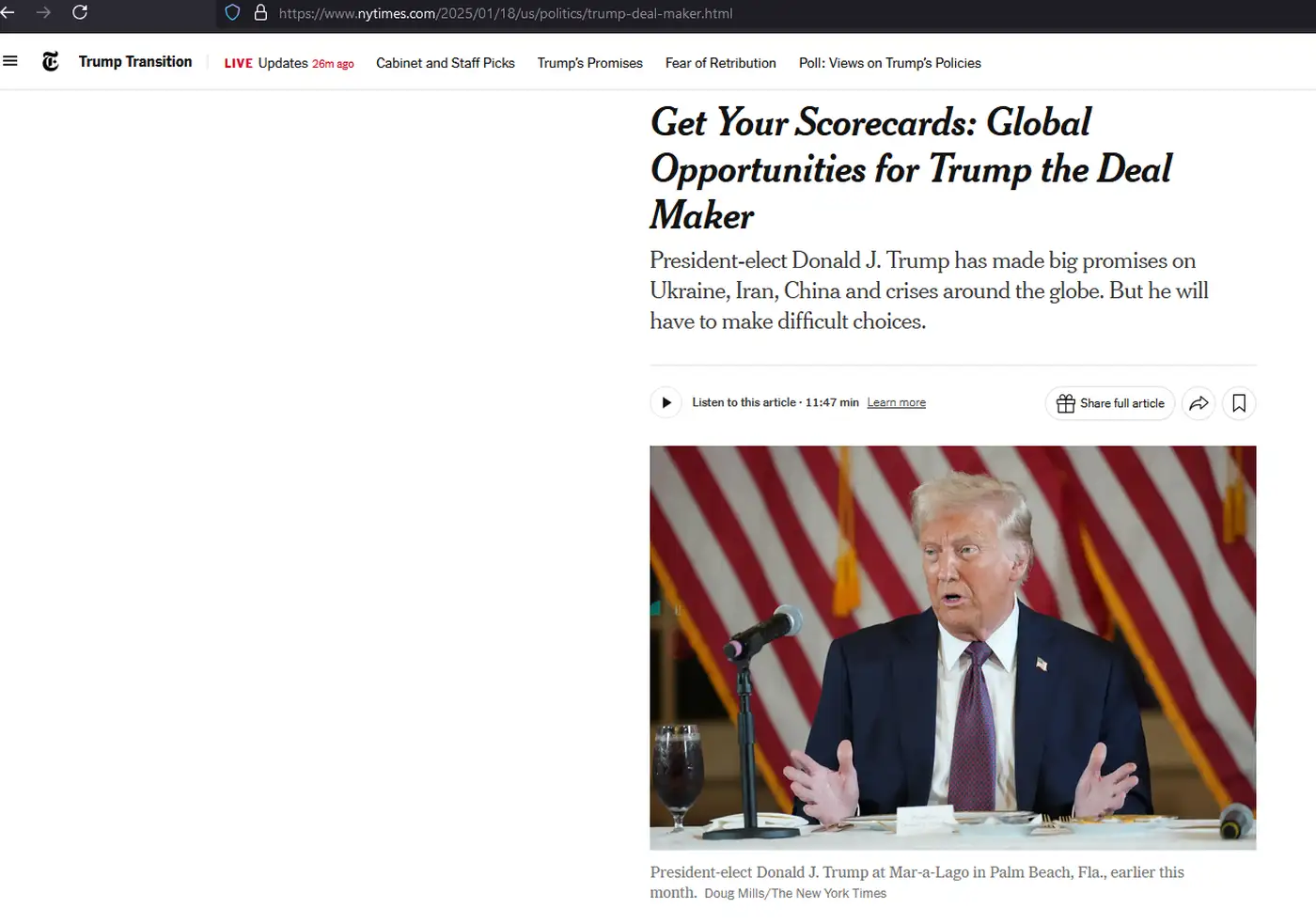 Сложности сделки Трампа с Путиным: прогноз NYT