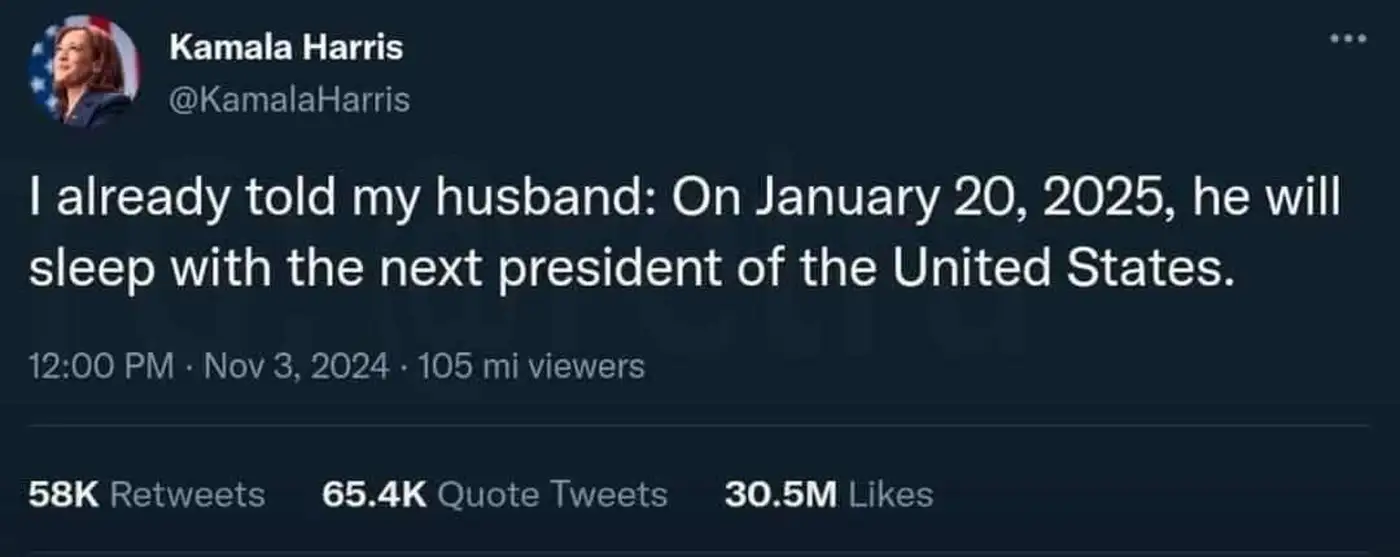 20 января 2025 года ты будешь спать со следующим президентом Соединенных Штатов