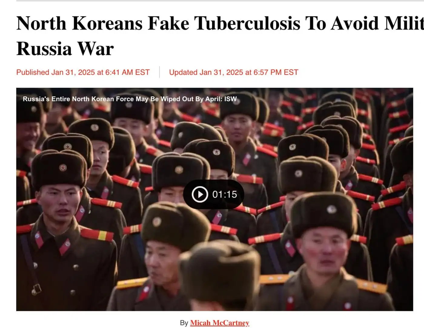 Северокорейцы массово симулируют туберкулёз, чтобы не попасть на войну