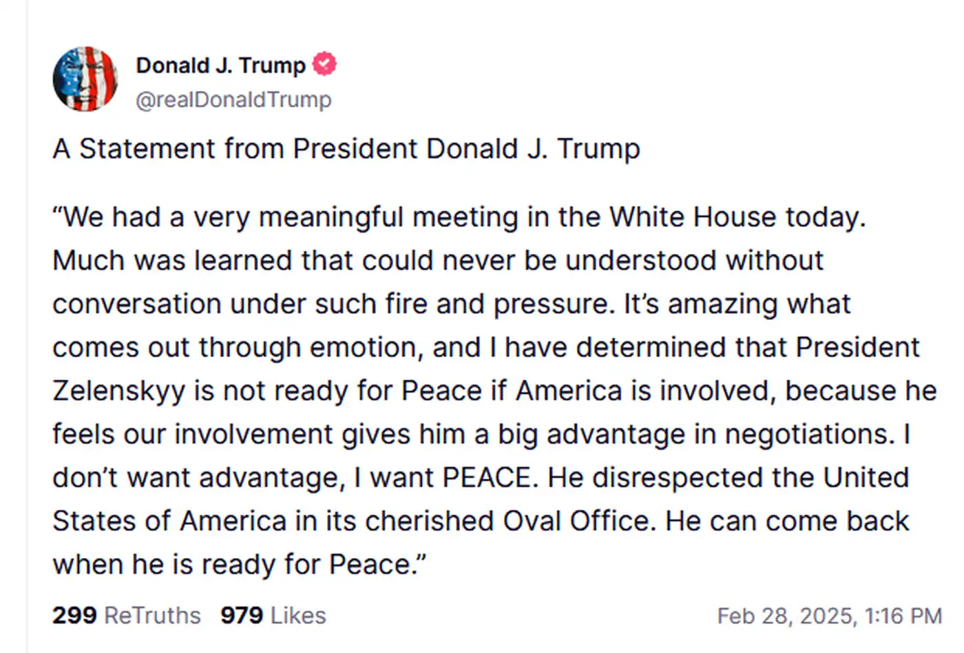 Заявление Трампа