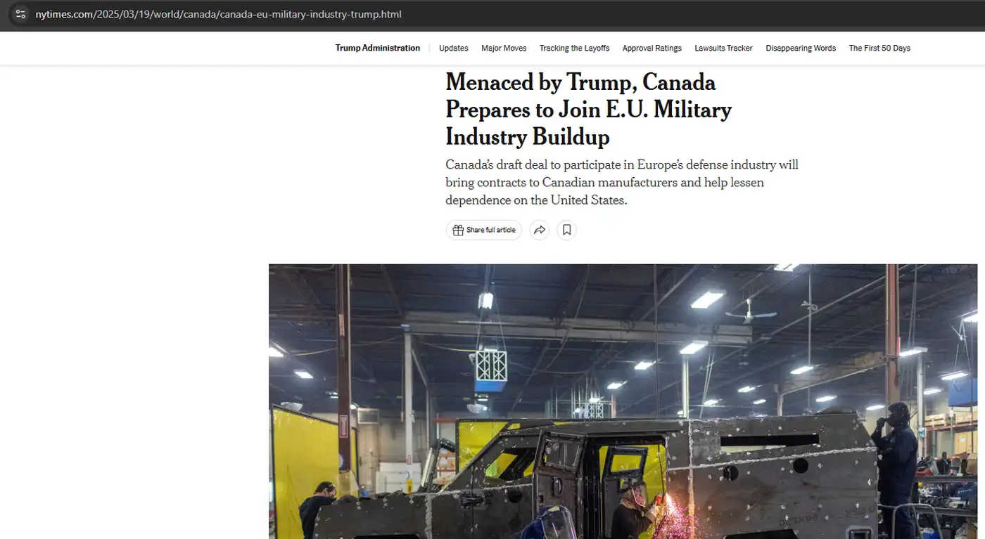 Еще один геополитический «успех» Трампа: Канада пойдет в военный союз с ЕС