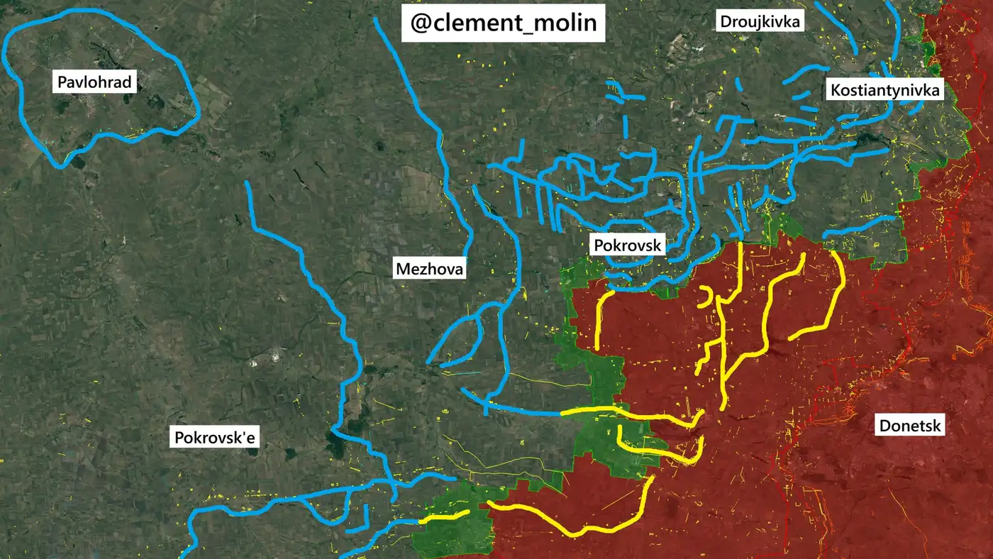 Украинская армия значительно укрепила свои оборонительные рубежи, сообщает французский аналитик Clément Molin 10 2 97