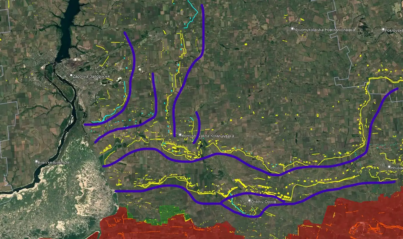 Украинская армия значительно укрепила свои оборонительные рубежи, сообщает французский аналитик Clément Molin 7 8 4