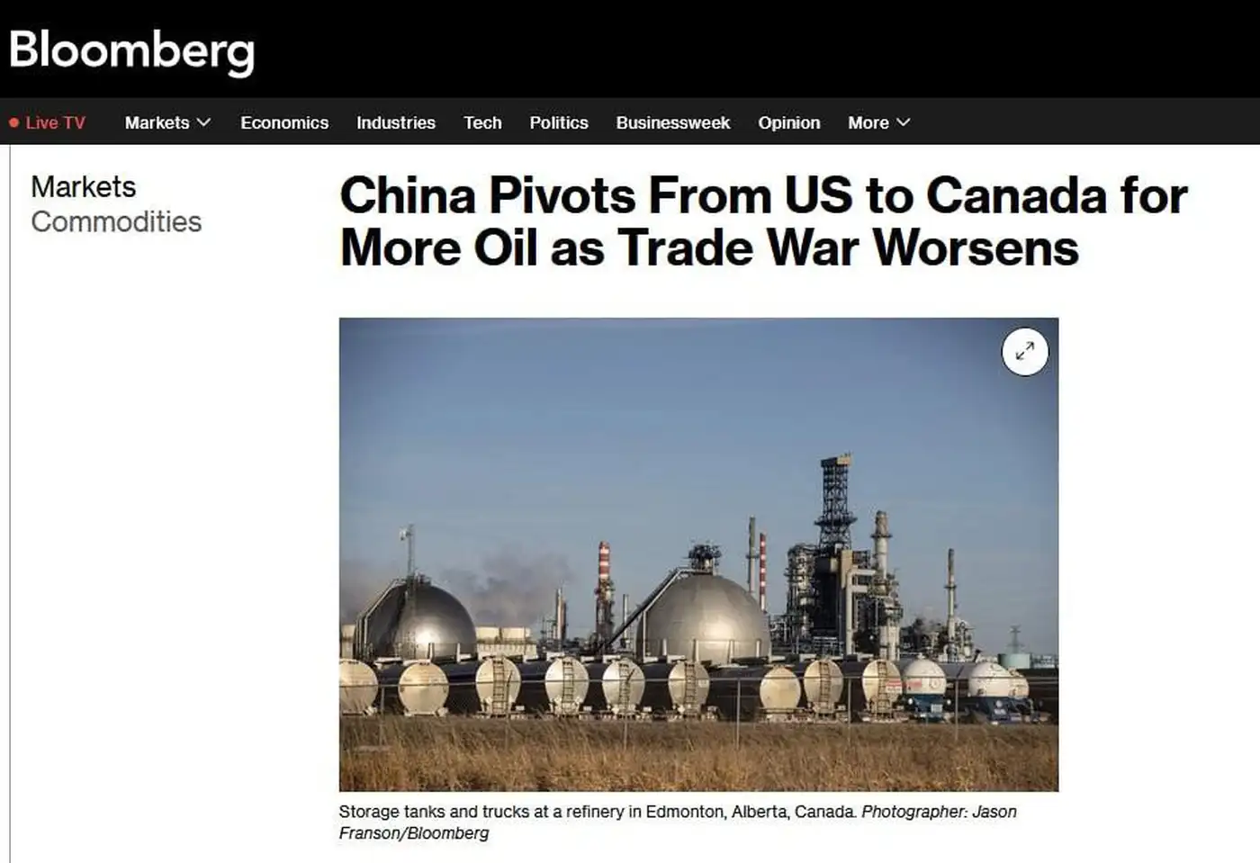 Китай разворачивается к Канаде: США теряют нефтяной рынок