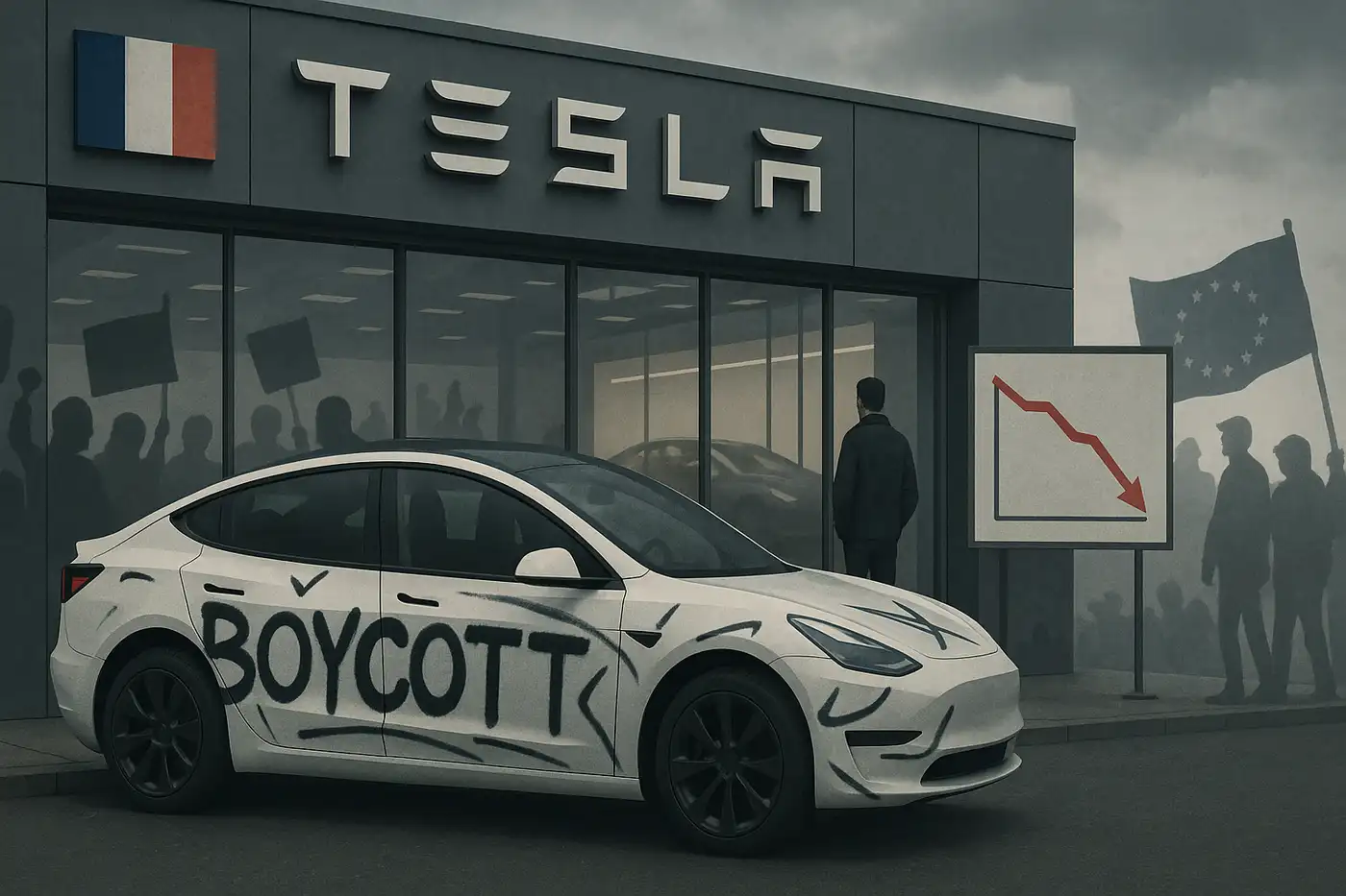 Продажи Tesla в Европе продолжают падать на фоне протестов против Маска