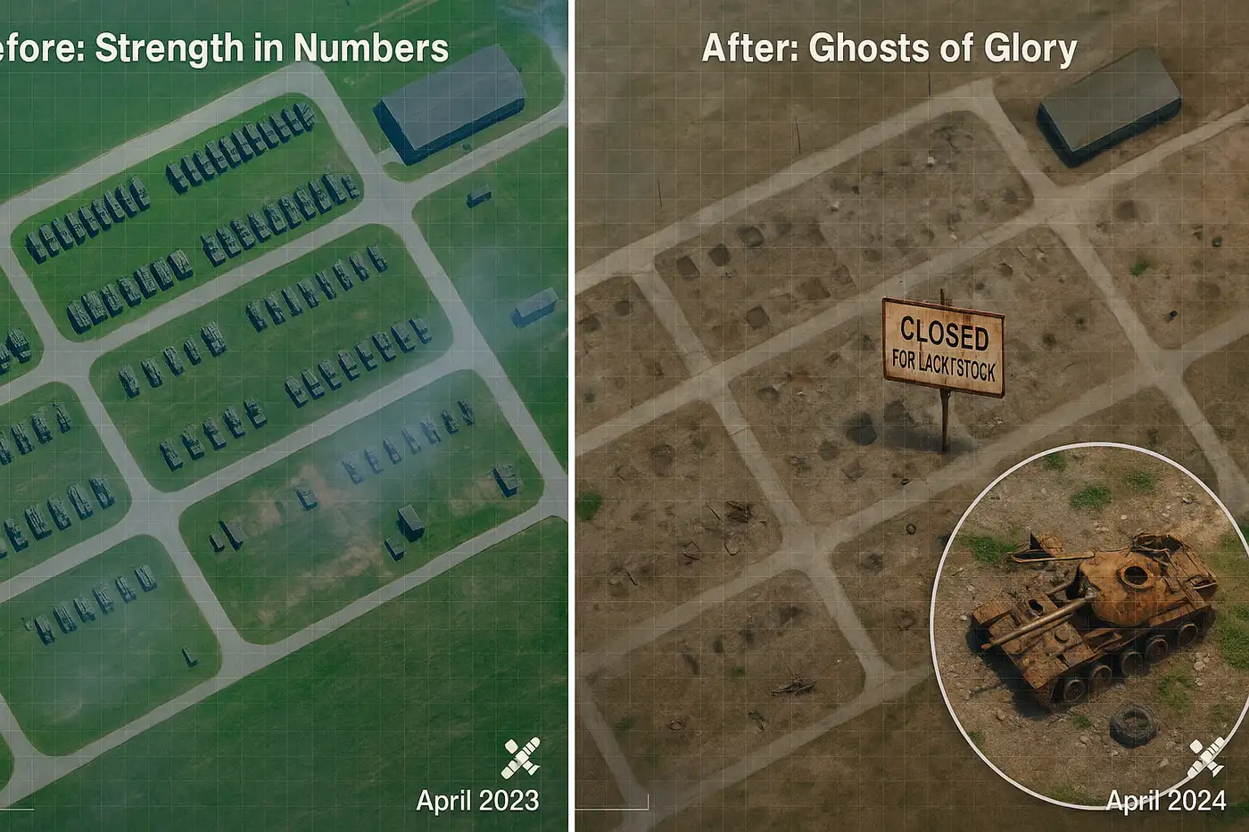 Пустые базы бронетехники РФ