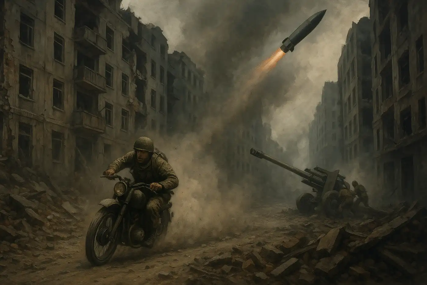 Прямое попадание из гаубицы "Мста-Б" по российскому мотоциклисту