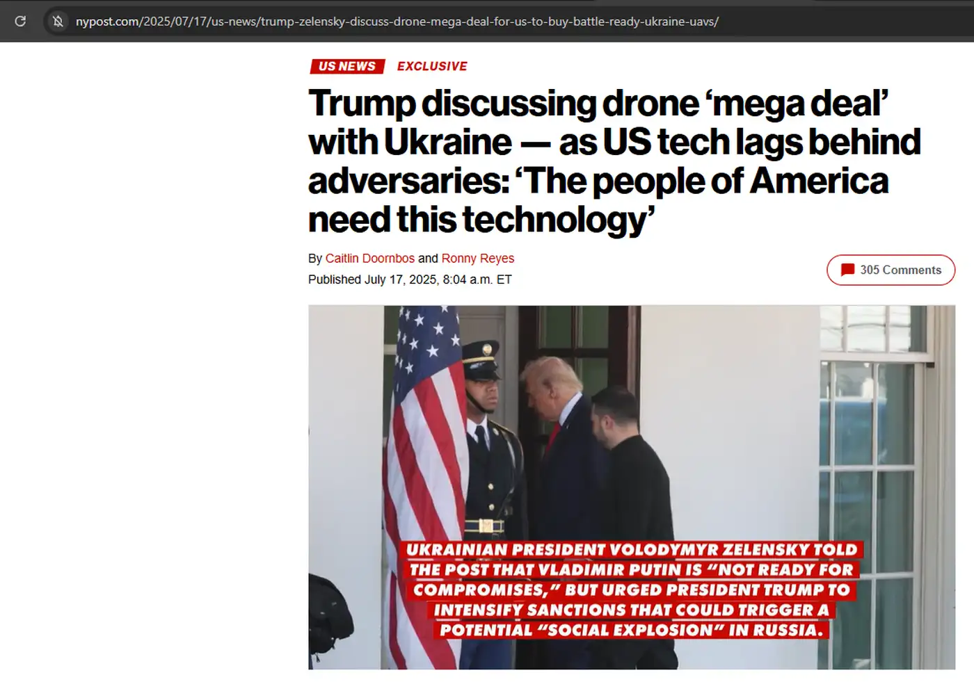 Трамп и Зеленский обсуждают мега-сделку по украинским дронам