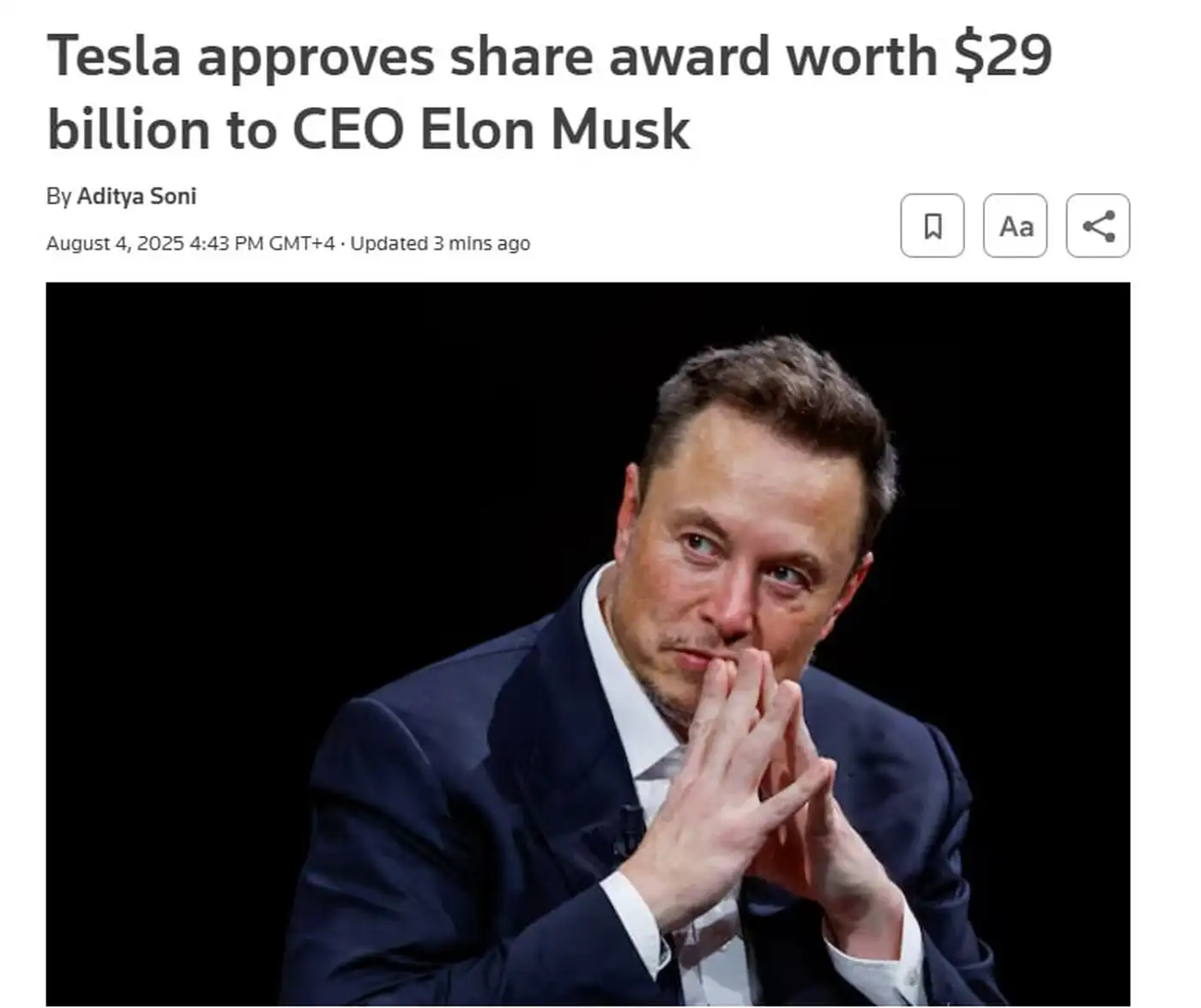 Tesla одобрила акционный пакет на $29 млрд для CEO Илона Маска