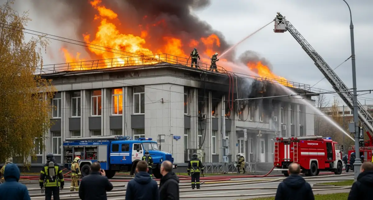 Горит 3-хэтажное здание Особой экономической зоны «Технополис Москва»