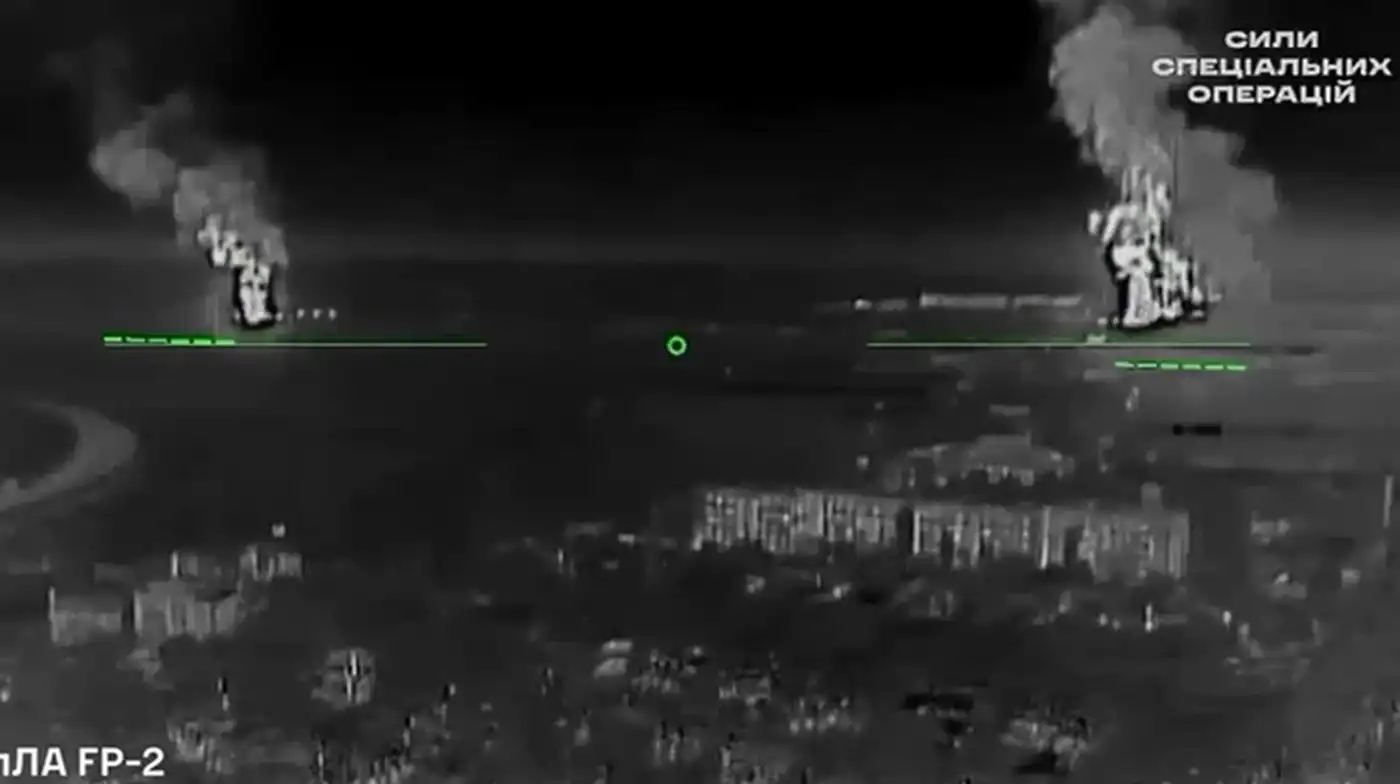 Кадры удара по российской нефтебазе “Гвардейская” в оккупированном Крыму