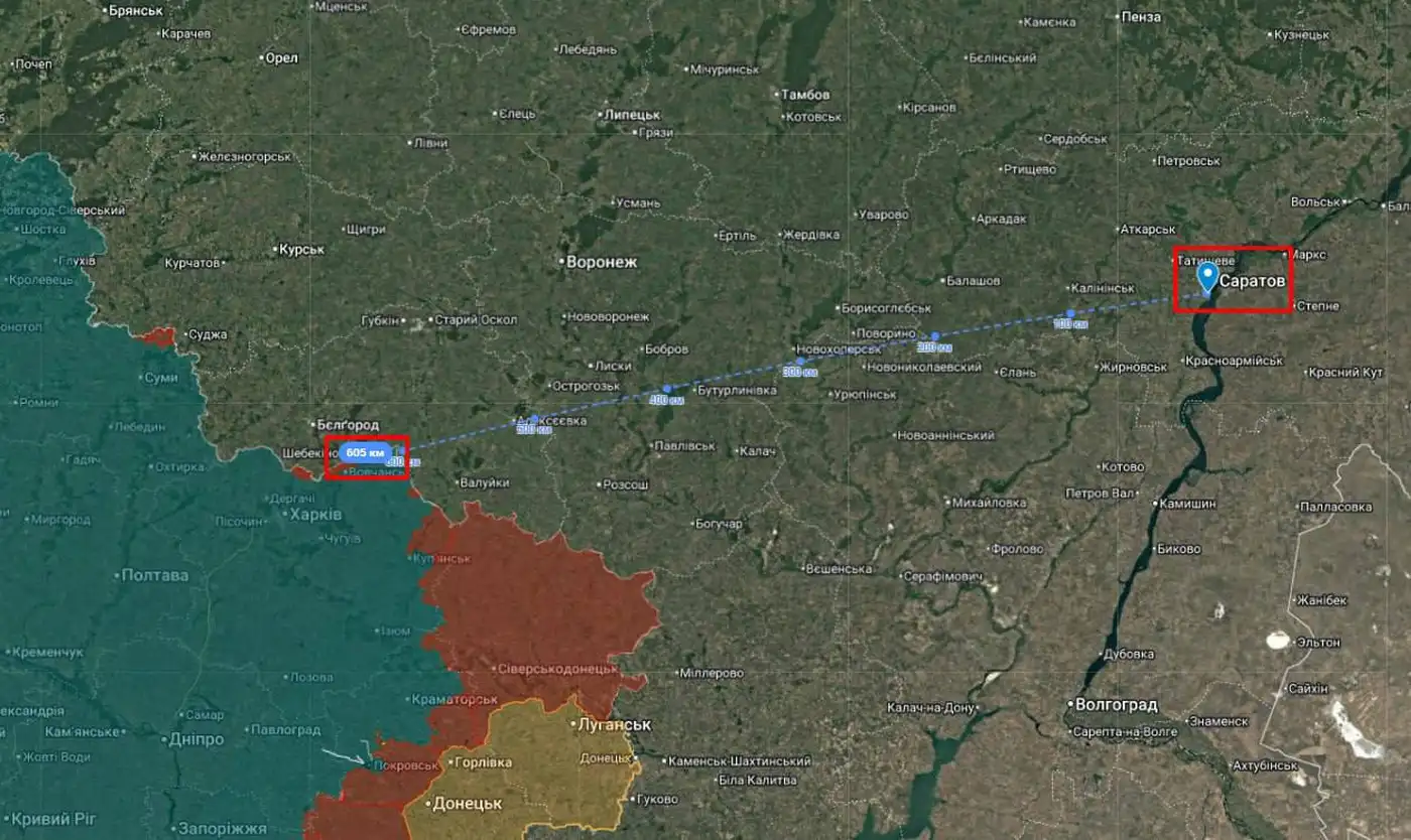 Атакован НПЗ в Саратове, 600 км от границы
