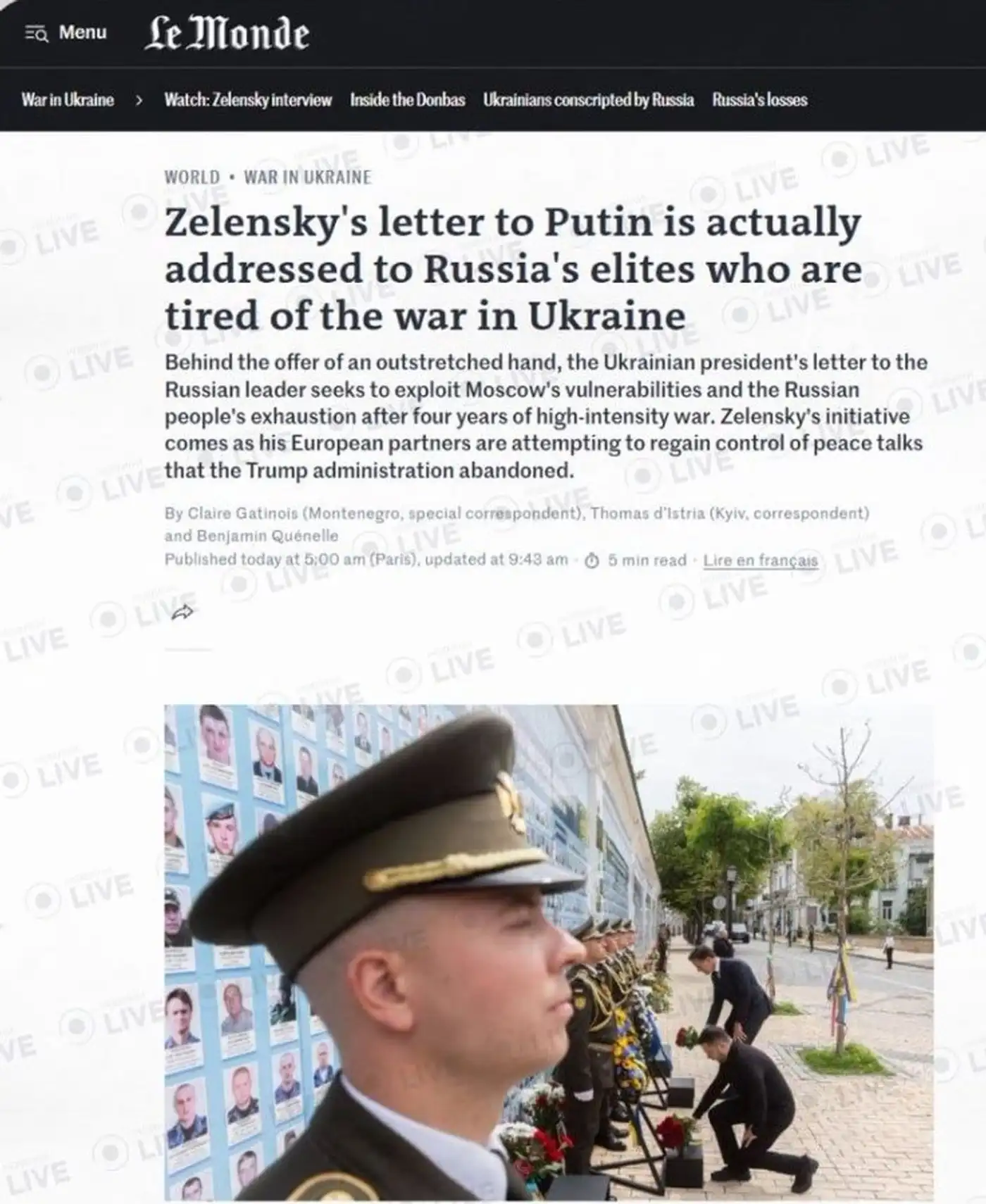 Le Monde о письме Зеленского Путину