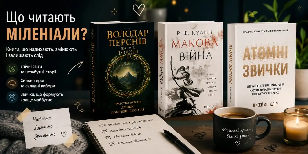 Від фентезі до психології: що читають міленіали у 2026 році