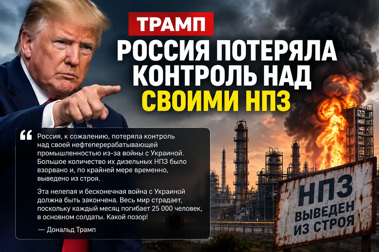 Трамп о войне в Украине: Россия потеряла контроль над НПЗ