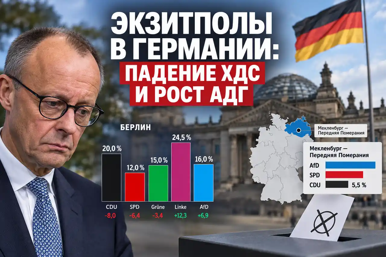 Экзитполы в Германии: падение ХДС и рост АдГ